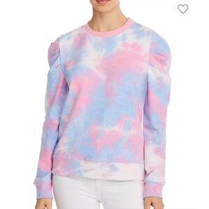 Aqua tie dye puff sleeve sweatshirt